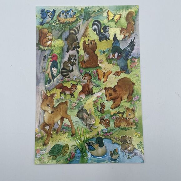 Vintage American Greetings Stickers Animals Woodland Creatures Forest 1 Sheet - Picture 1 of 7